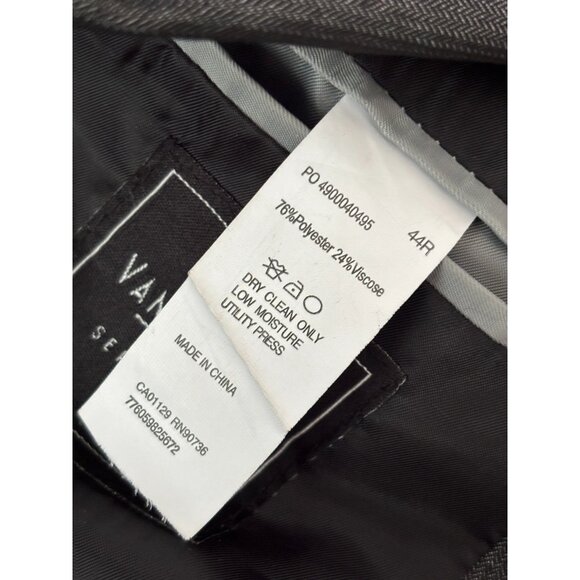 Van Heusen Mens Blazer Jacket Size 44R Gray Herringbone 2 Button Sport Coat - Picture 5 of 6